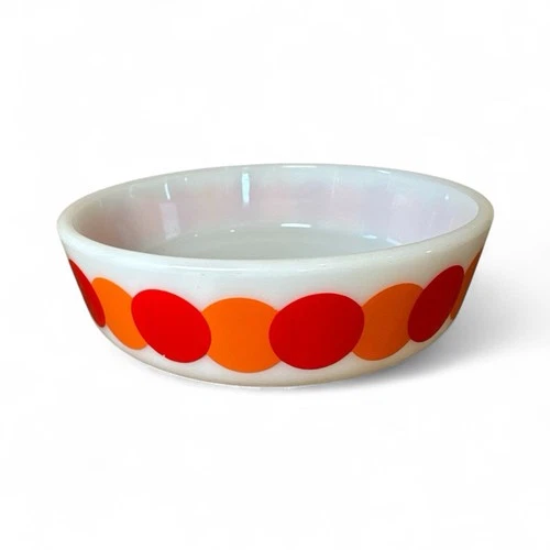 PYREX 5 5/8" Orange Red Mod Dot  Dots Cereal Bowl # 1416 Vintage Very Rare HTF