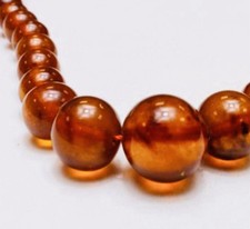 Vintage Soviet Baltic Cognac Amber Bead Choker Necklace With Inclusions 51g