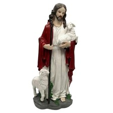 Good Shepherds Statue Jesuses Holding Lamb Figurine Religious Modern Home Decors