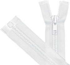 2PCS 5 26 Inch White Separating Jacket Zippers for Sewing Coats, Molded Plast...
