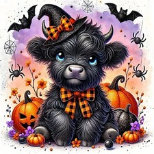Halloween Cow Pumpkin Bat Diamond Art Painting Kits for Adults, Diamond Paintin,