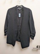 Ann Taylor Factory Scrunch Sleeve Open Blazer 10 Petite Black NWT