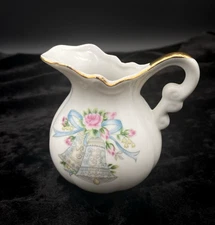 MCM ('50s) Lefton China Hand Painted Creamer, #7113, Ringing Bells, Gold Trim