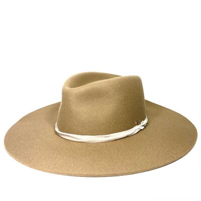 RAG BONE Womens Florence Wool Felt Fedora Hat Camel Beige (MSRP $295) 