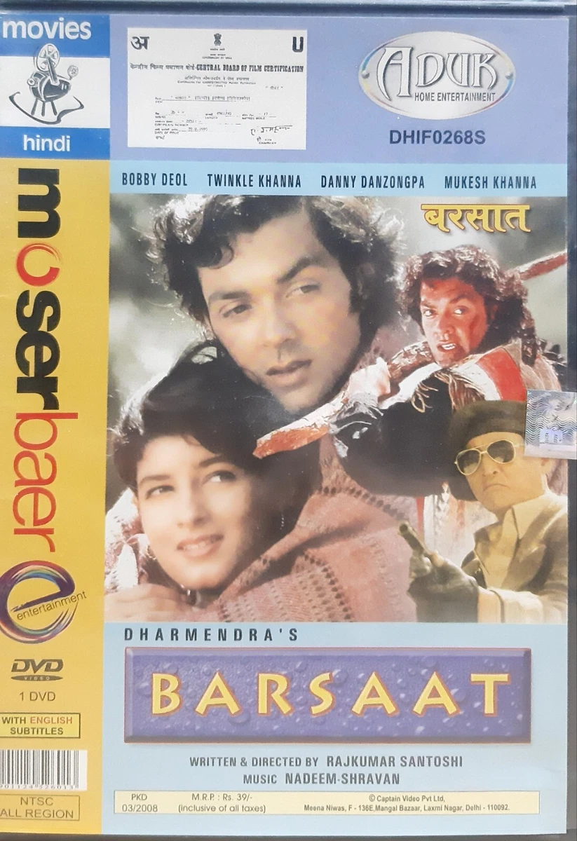 Barsaat Bobby Deol Twinkle Khanna Bollywood Hindi Movie DVD