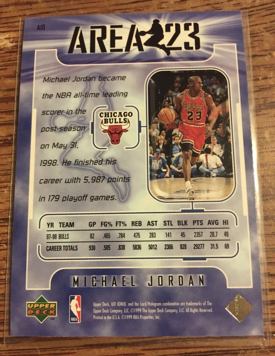 NBAカード MICHAEL JORDAN 希少 1998-99 Upper Deck UD Ionix Michael Jordan Area 23 A10 | eBay