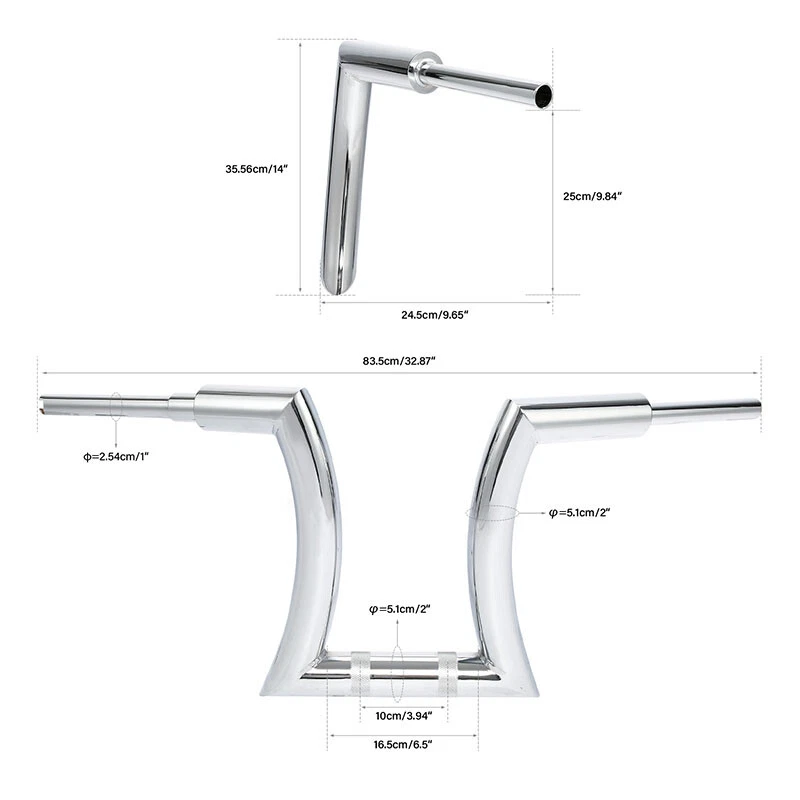 14'' Rise 2" Hanger 3.5'' Risers HandleBar Fit For Harley Softail Slim Low Rider - Image 2 of 4