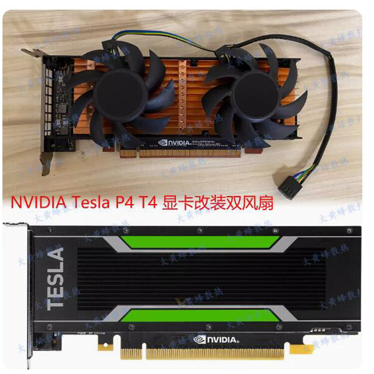 For NVIDIA Tesla P4 T4 Graphics Card Dual Cooling Fan 4-wire PWM