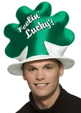 St Patrick Day Fedora Feeling Lucky Shamrock Costume Hat 4 Leaf Clover Irish