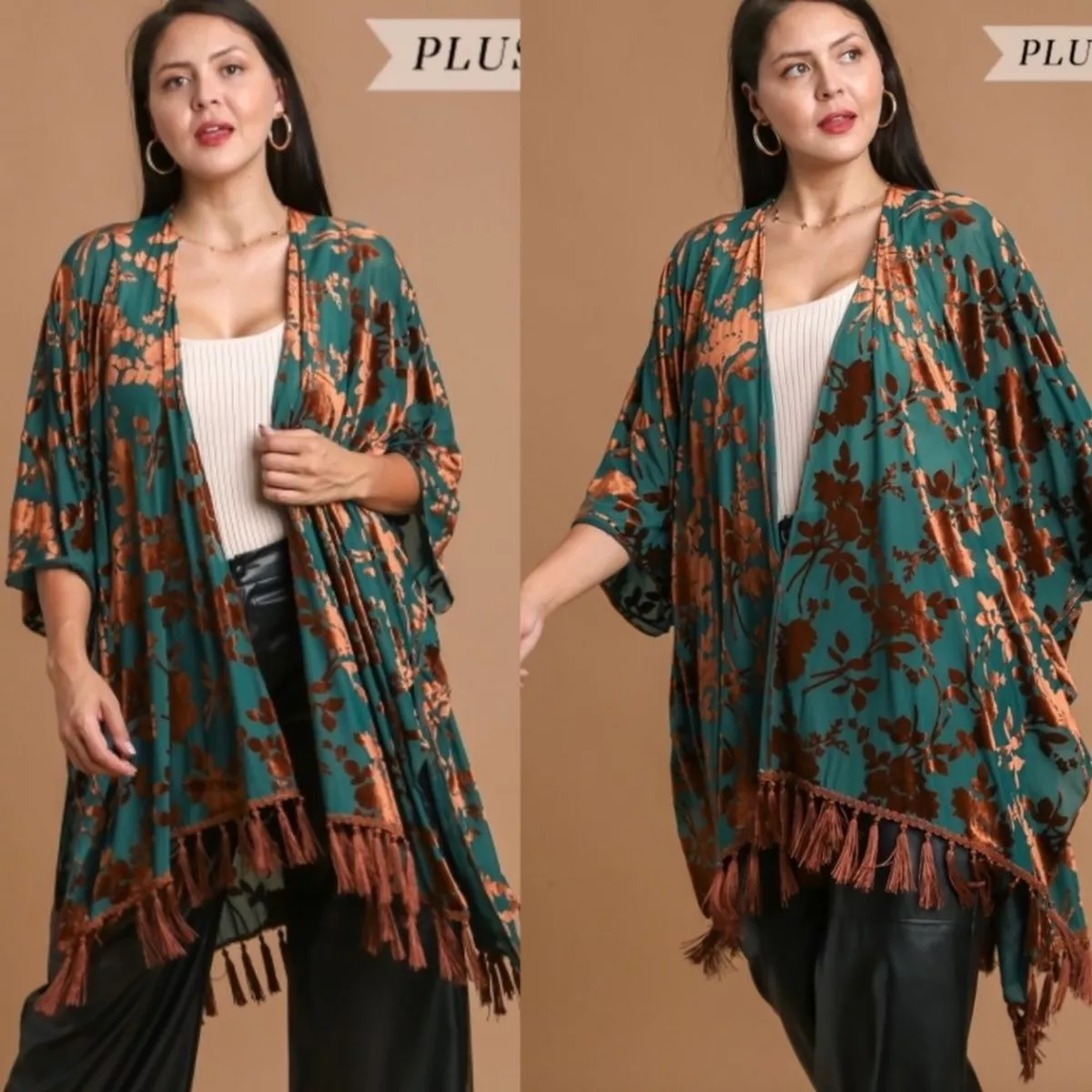 Umgee Boho Velvet Bohemian Fringe Kimono XL 1X eBay