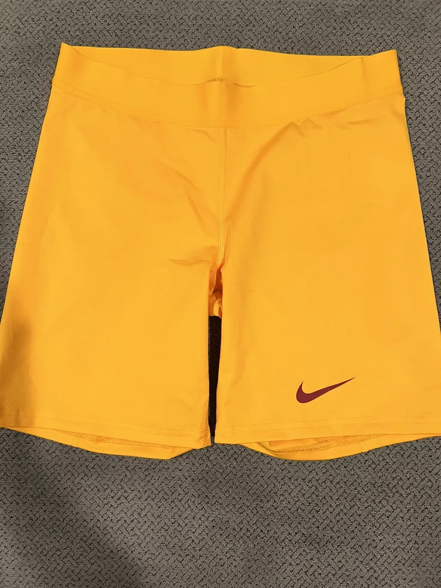 Mens Jock Nike Pro Elite Running Half Tights Compression Shorts XL Yellow