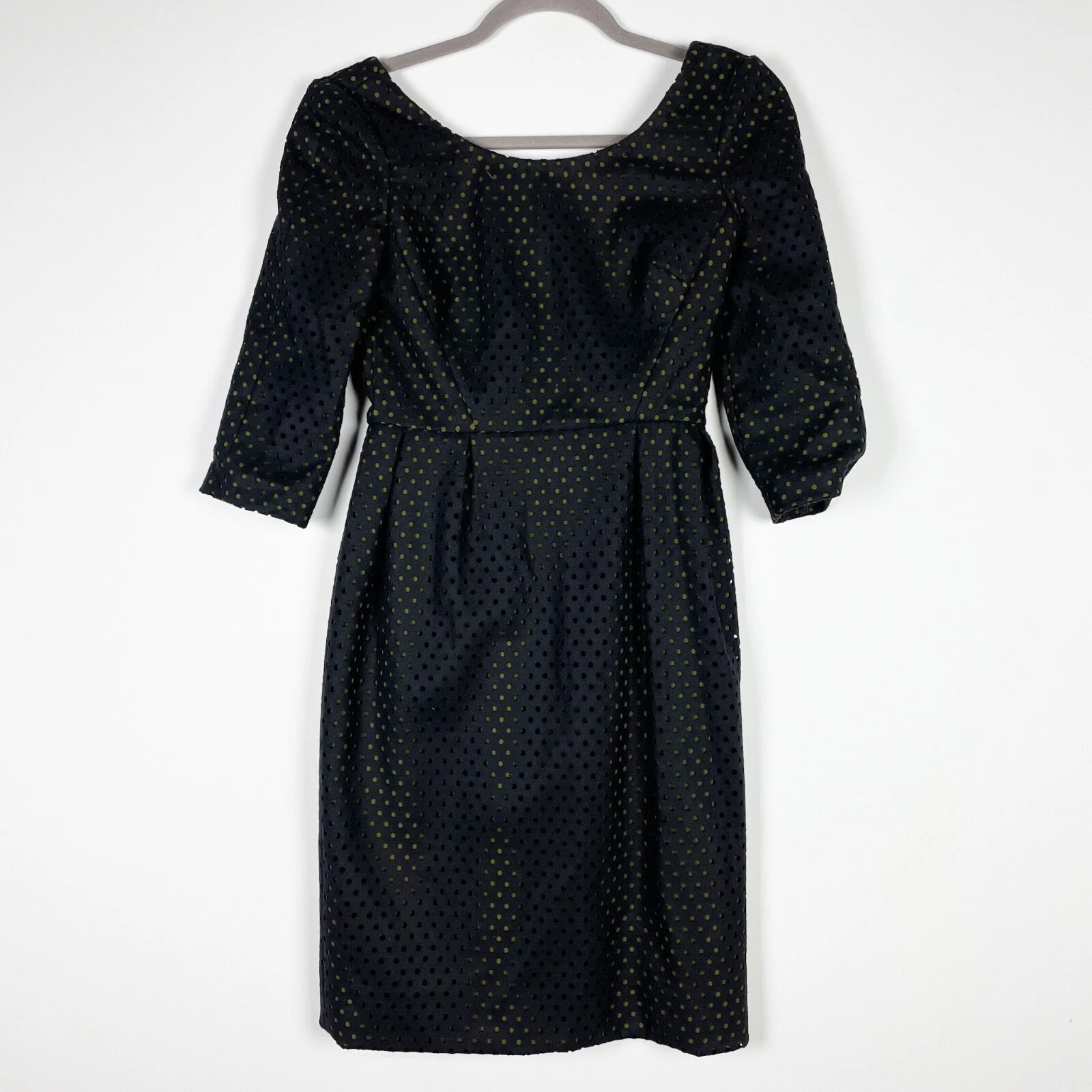 Robe fourreau femme Gucci Made In Italy laine soie perforée manches quart 40