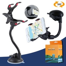 Image of Car Cell Phone Holder Long Arm Windshield Mount Bracket Stand Suction Cup Black