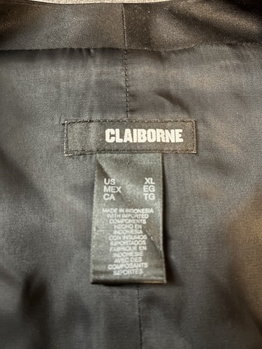 Mens Claiborne XL Black Suit Vest Striped Back - Picture 6 of 6