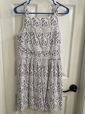 Loft Flower Pattern Print Cutout Back Dress