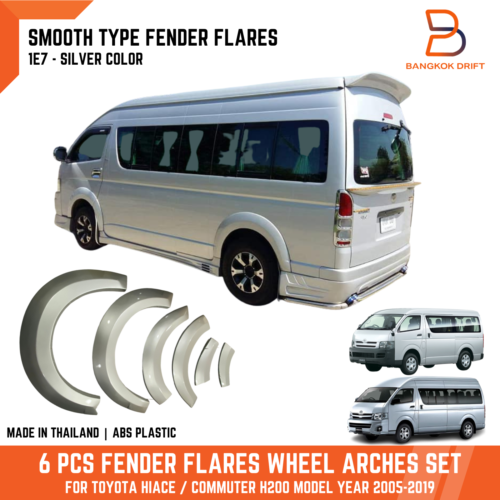 1E7 Silver Fender Flares Wheel Arches For Toyota Hiace Commuter 2005-2019 H200 - Picture 1 of 12