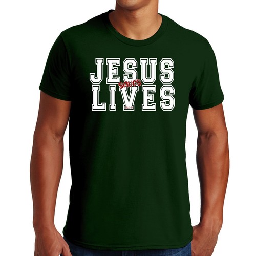 Herren Grafik T-Shirt Jesus rettet Leben weiß rot Illustration - Bild 45 von 72