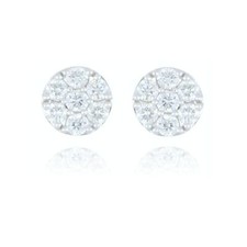 9ct White Gold 0.50ct Diamond Flower Cluster Stud Earrings