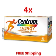 4 x 60 Tablets CENTRUM ENERGY B-Vitamin and Minerals Vitamin E & C Boost Energy