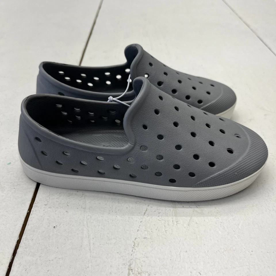 Zapatos sin cordones perforados gris marino antiguos calzado informal de verano para niños talla 11 Foto 4 de 4