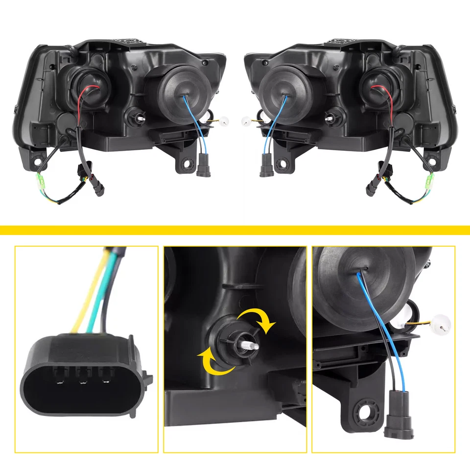 For Jeep Grand Cherokee 2011 2012 2013 LED DRL Projector Headlights Black Pair Foto 4 de 4