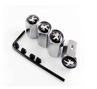 ☆ PEUGEOT 4 BOUCHONS DE VALVE AVEC ANTIVOL LOGO EMBLÈME / NEUF ☆ - Photo 1/1