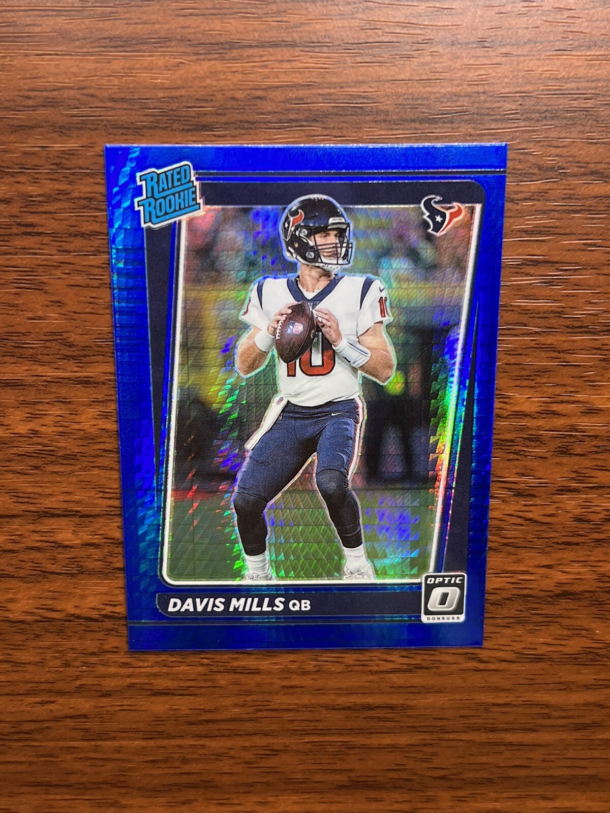 2021 Optic Davis Mills BLUE HYPER RATED ROOKIE 222 Panini Houston Texans Donruss