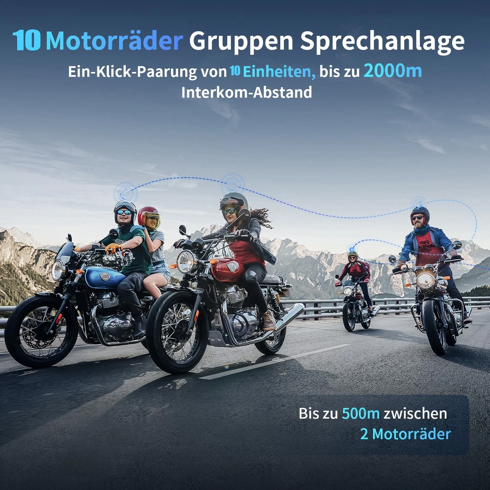 2X 2000M M1-S Plus Bluetooth Intercom Motorrad Headset Helm Sprechanlage FM - Bild 3 von 4