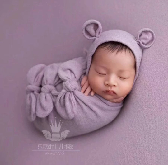 Newborn Bear Bonnet Wrap Pillow Set