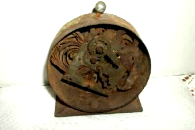 #ad #ad Antique Primitive Alarm Clock Rusty Grunge Gears Steampunk Maker Unknown 1920s $38.11