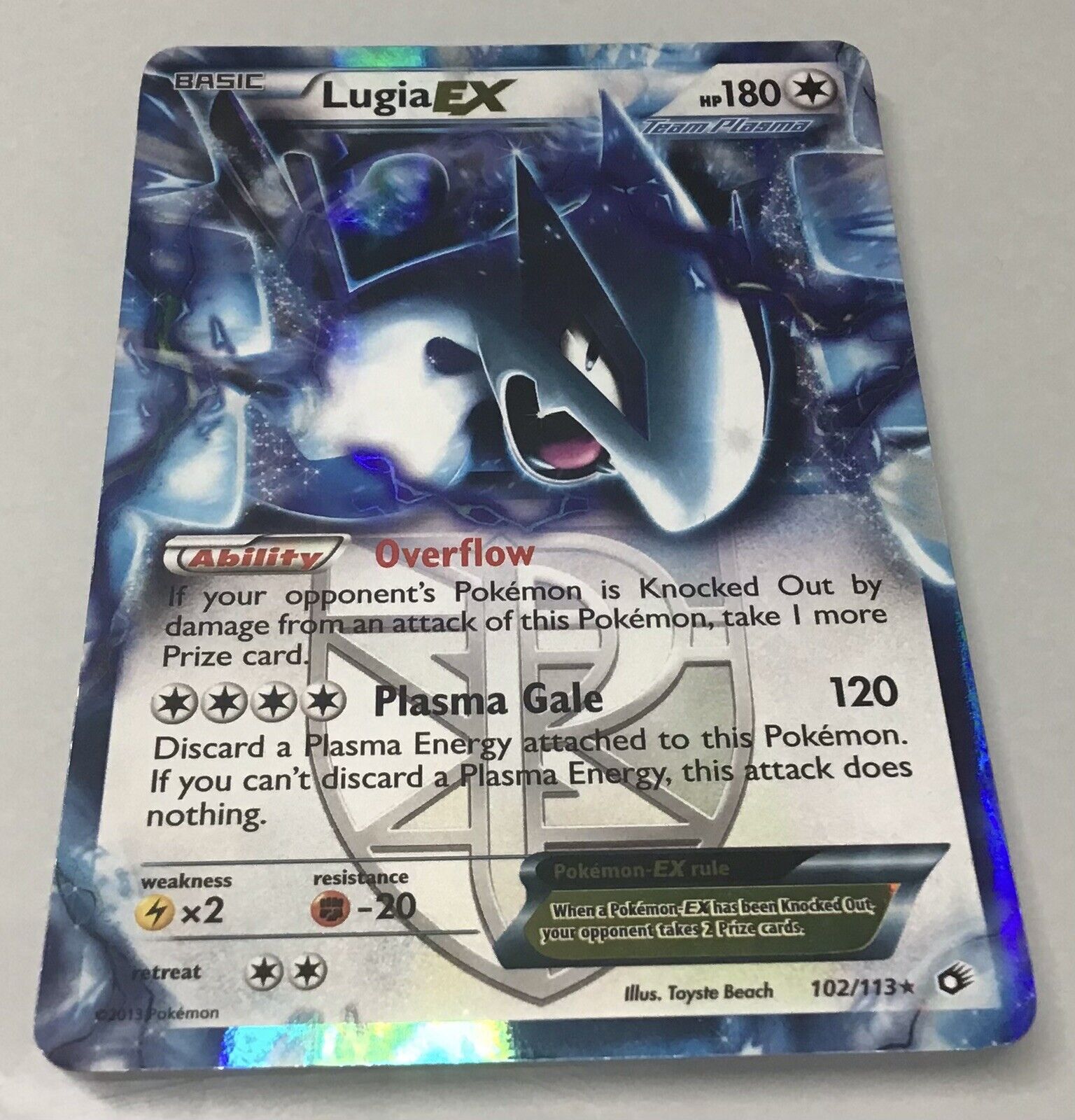 Cartão Pokemon Lugia Ex 180hp 102/113 ultra raro tesouros lendários inglês