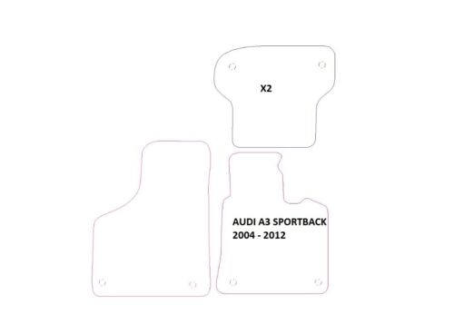 Alfombrillas coche para AUDI A3 SPORTBACK S LINE 04-12 TERCIOPELO NEGRO A MEDIDA CON 8 CLIPS - Imagen 2 de 7