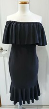 NEW LULAROE CiCi DRESS w/ RUFFLES SOLID BLACK OFF SHOULDER DRESS SMALL USA MADE