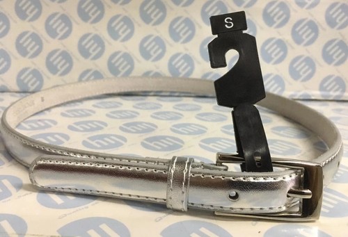CINTURA SKINNY VERA PELLE COLORE ARGENTO MISURA S 18mm-90cm LUNGA ADATTA 27”-32” - Foto 3 di 4