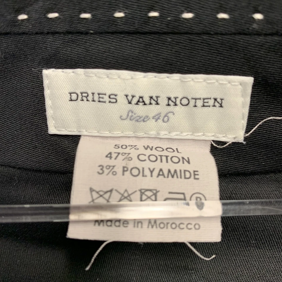 Pantalones de vestir DRIES VAN NOTEN talla 30 negros mezcla de lana jacquard frente plano Foto 4 de 4