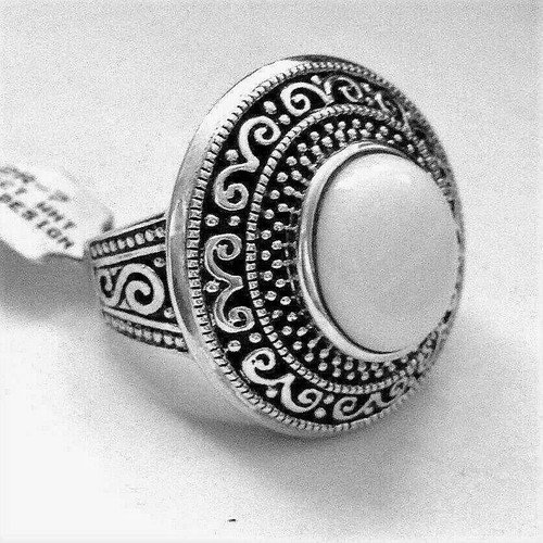 925 Sterling Silver 2.74 CT Oval White Opal Ring Size 7 - 13.25 Grams - Picture 5 of 10