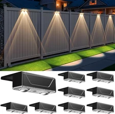 Solar Fence Lights Outdoor - 3 Color Modes(3000K/4000K/6000K), IP55 Waterproof S