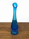 Fenton Art Glass Colonial Blue hobnail swung bud vase.