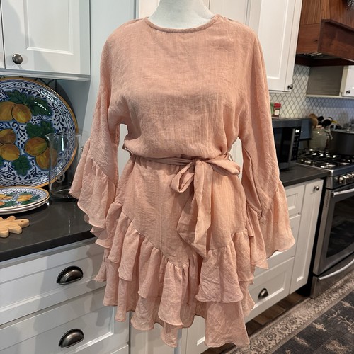 Mini Vestido Princesa Polly Antiguo Deseo Volantes Para Mujer Talla 4 Boho Melocotón Gasa Fluido - Imagen 1 de 12