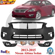 Front Bumper Cover Paintable With Fog Lights Set For 2013-2015 Nissan Altima