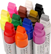 Jumbo Acrylic Paint Markers - 15Mm Felt Tip 12 Color Graffiti Markers Water Base