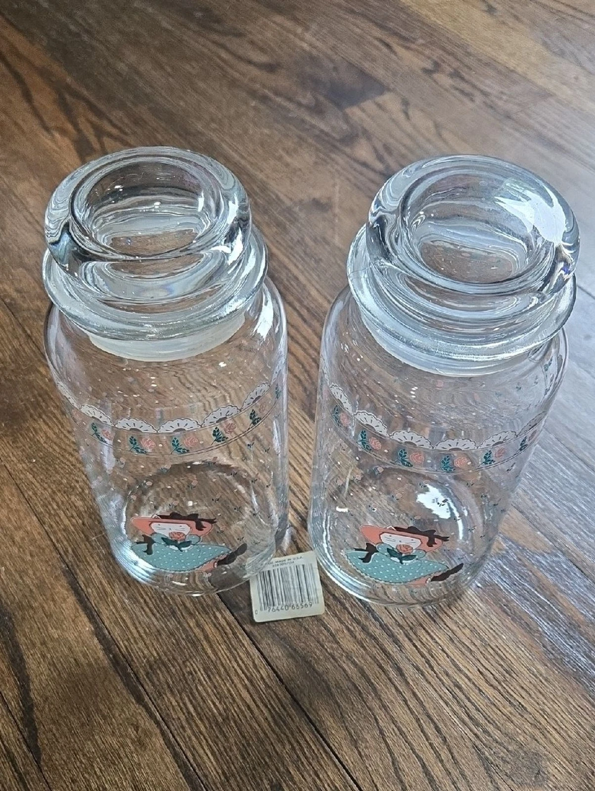 Vintage 1988 CHD Victoriana glass canisters jars kitty rose lace Cottage Core