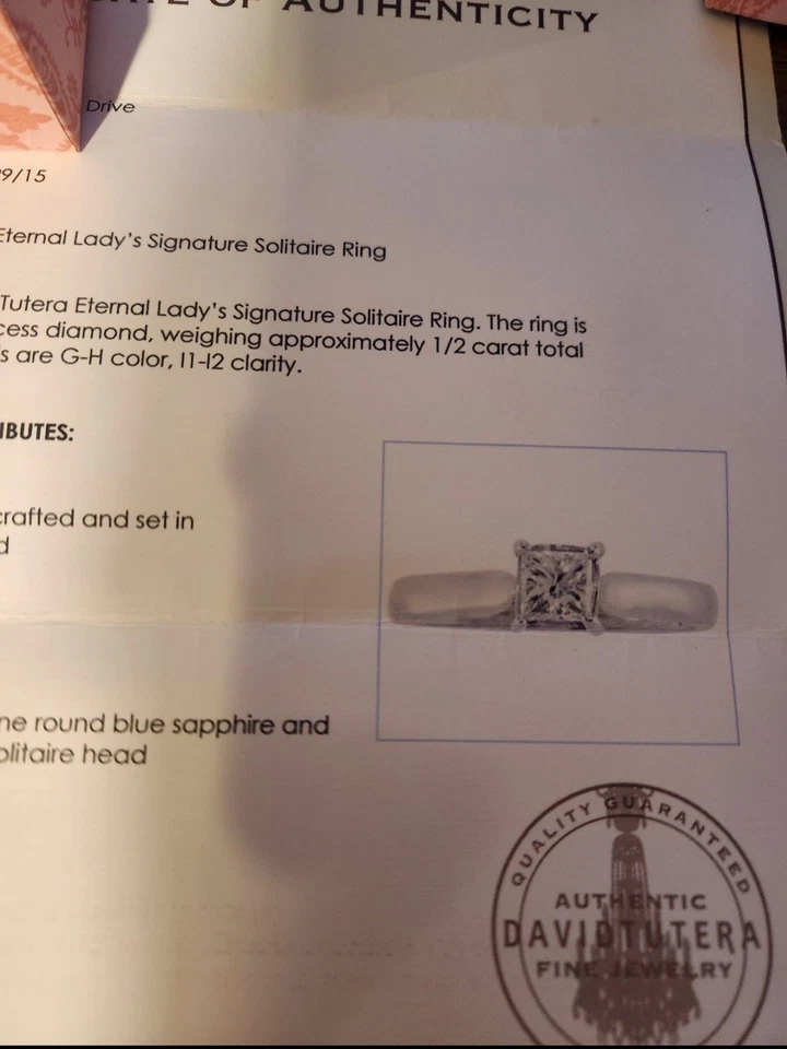 Anillo solitario David Tutera firma eterna dama oro diamante 1/2 quilate Foto 4 de 4