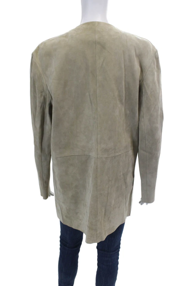 Blazer Ralph Lauren Etiqueta Púrpura Mujer Gamuza Cordero Frente Abierto Beige Talla 10 Foto 4 de 4