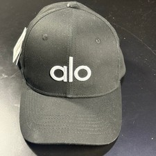 Alo Yoga Off-Duty StrapBack Cap Black/White Adjustable Hat Black New