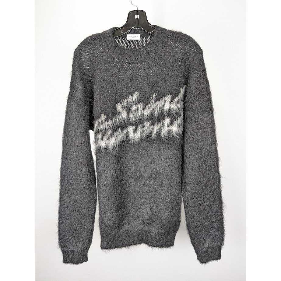 Maglione Saint Laurent Paris Q:4 Jacquard Nero Naturale Nuovo con etichette S