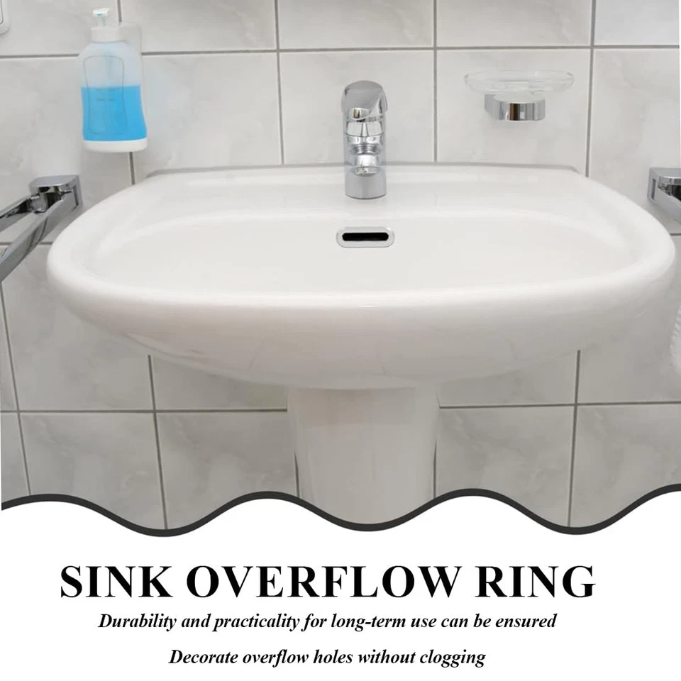 Set 6 Anelli Tappo Troppo Pieno per Lavello, Copertura Decorativa Rettangolare p - Immagine 4 di 4