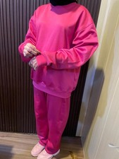 New Pink Jogger and Sweatshirt Set Casual Fleece Loungewear