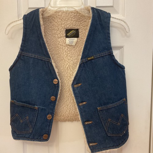 VTG Maverick Sherpa Lined Vest 70s Denim Trucker Western Medium USA Sanfor-Set - Picture 13 of 13