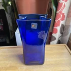Blenko Glass 8813s Cobalt Paper Bag Vase 8 3/4"